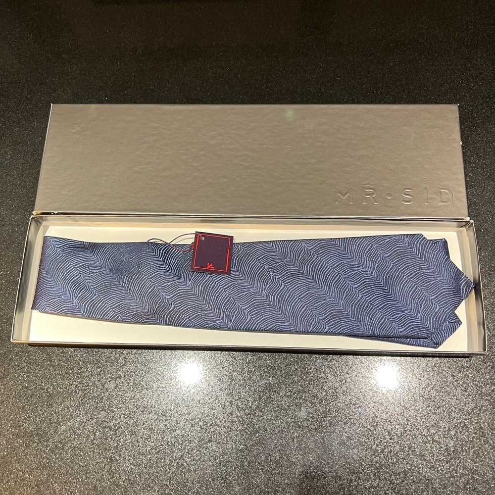 Isaia Blue Print Silk Tie
